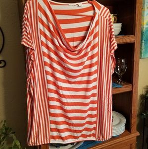 Orange and white shirt top